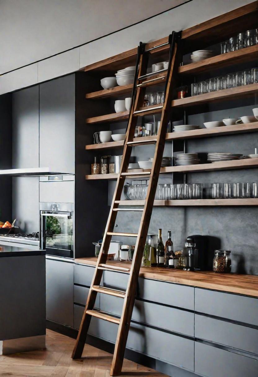 43 Inspiring Kitchen Decor Ideas: Stylish and Functional Accents 55 36. Library ladder for kitchen elevation-0
