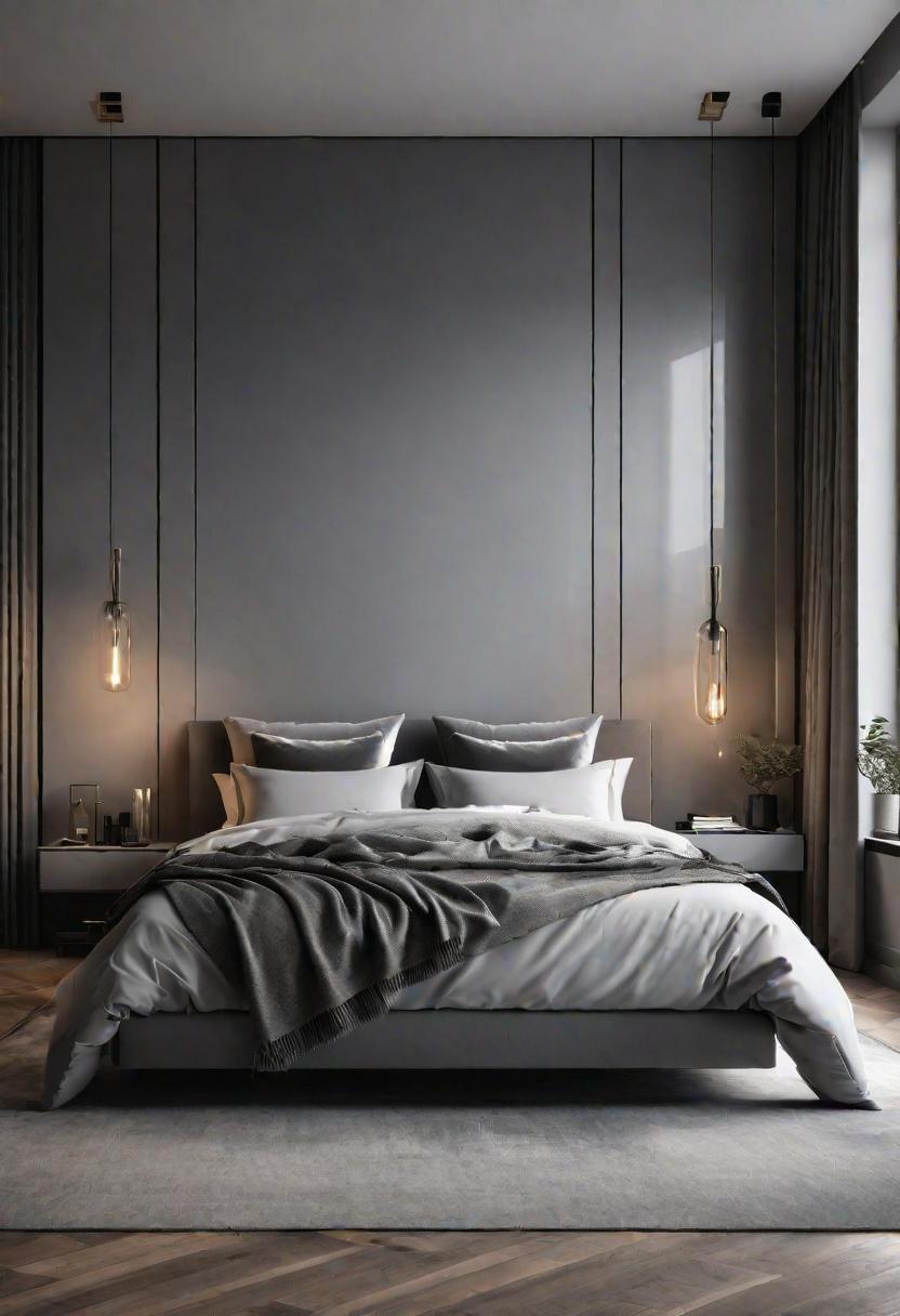47 Stunning Grey Bedroom Ideas for An Elegant Bedroom Design 32 30. Light-Reflecting High-Gloss Grey Walls-0