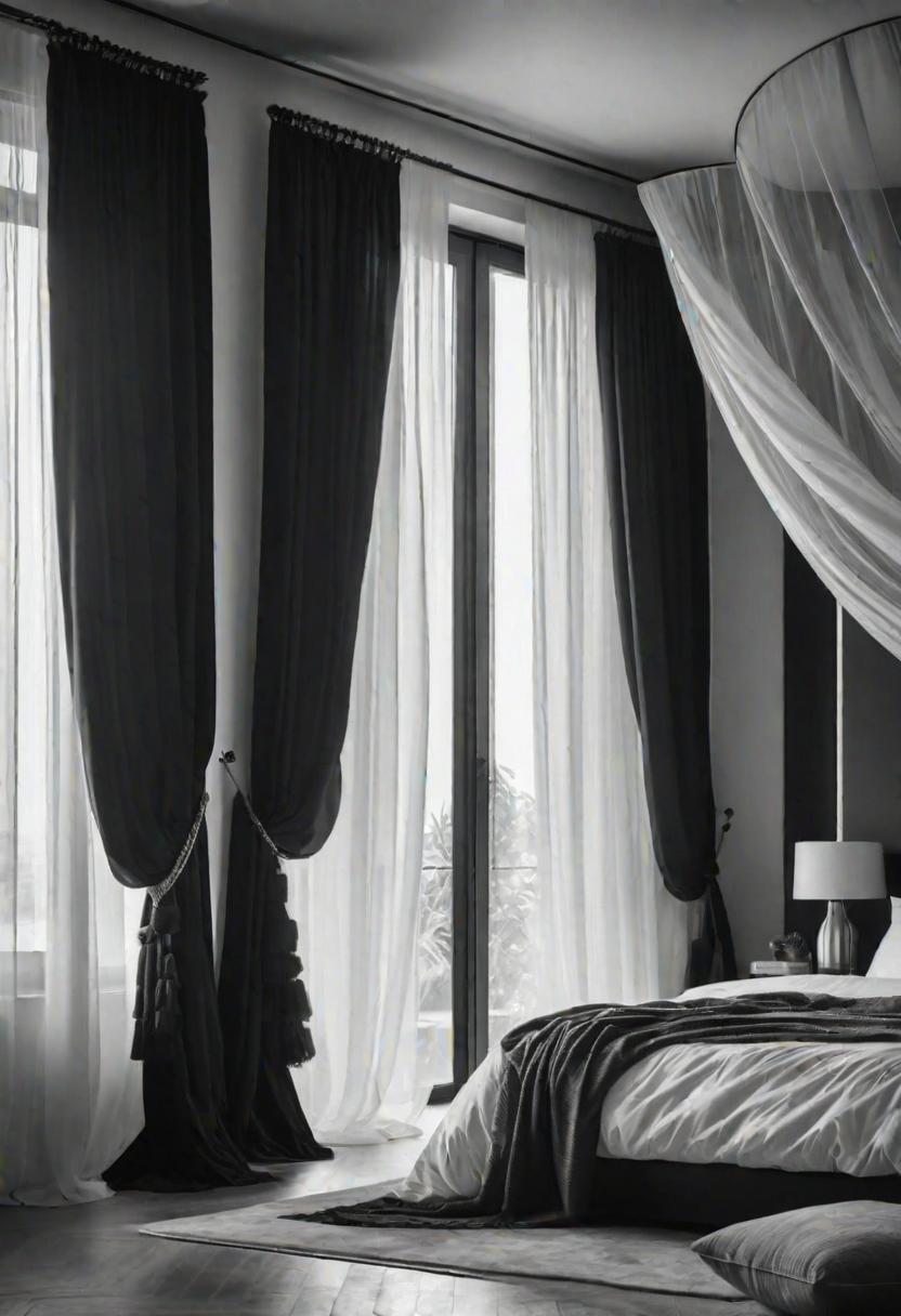 45 Black and White Bedroom Ideas for Timeless Elegance 40 38. Light and airy sheer curtains-0