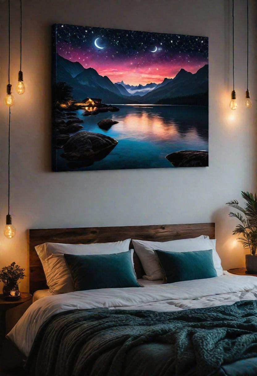 61 Inspiring Bedroom Wall Decor Ideas: Transform Your Space into a Dreamy Retreat 10 8. Lighted Canvas Art Ideas-0