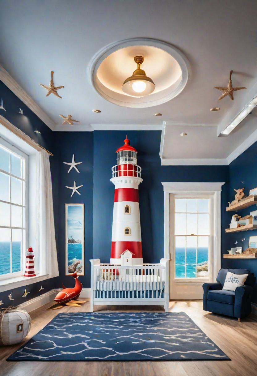 61 Dreamy Nursery Room Inspirations: From Cozy Corners to Whimsical Themes 75 52. Lighthouse Loft Nursery Inspiration-0