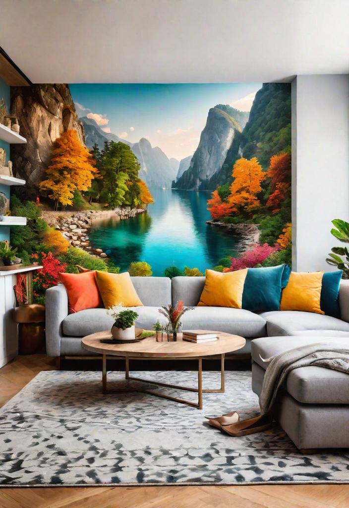 40 Breathtaking accent walls in living room Ideas 14 11. Living Room Murals-0