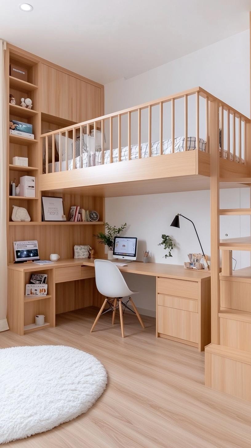 21 new bedroom ideas for your 2025 Refresh 44 15. Loft bed over the desk for small room optimization-1