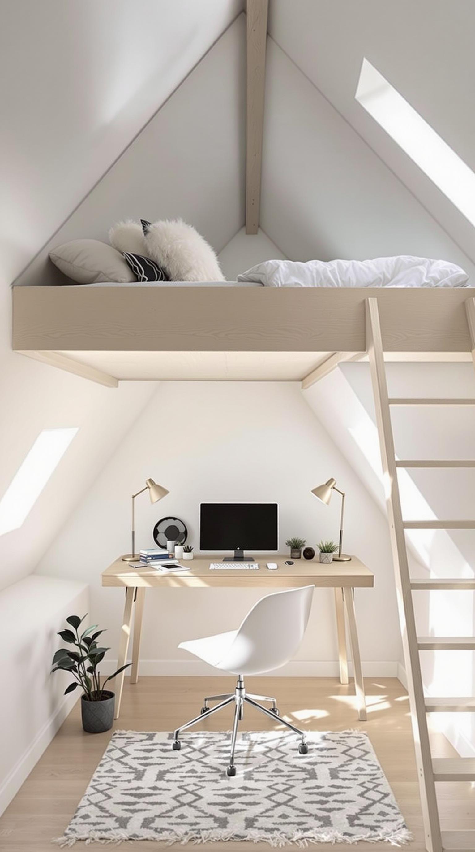 15 Genius Small roof tree bedroom ideas to maximize room 3 3 1. LOCKTEDBED with desk below: Use the vertical space by laying a desk under an elevated bed