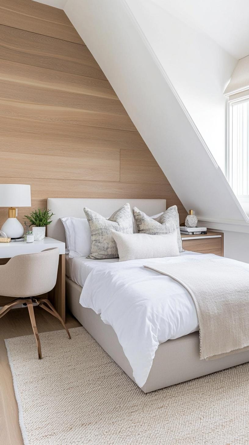 15 Genius Small attic bedroom ideas to maximize the room 5 1. LOCKTEDBED with a desk below: Use the vertical place by laying a desk under a high-raised bed-2