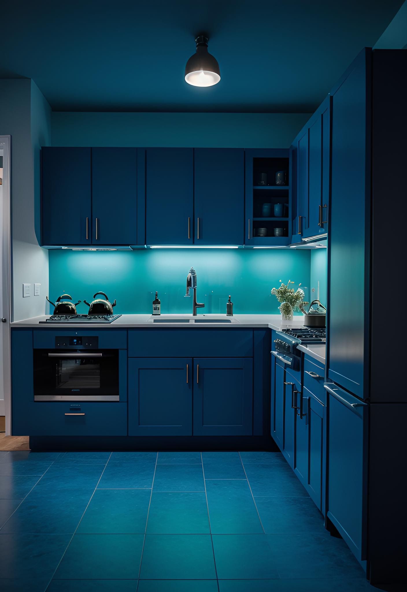 39 Trendy Blue Kitchen Cabinet Ideas: with Cool, Sophisticated Vibes 42 34. Luminous Twilight Blue Cabinets-0