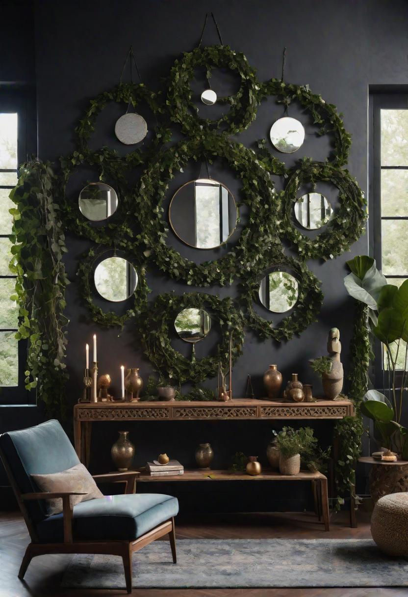 45 Chic & Modern Boho Living Room Ideas To Copy 26 9. Lunar Mirror Wall Decor-1