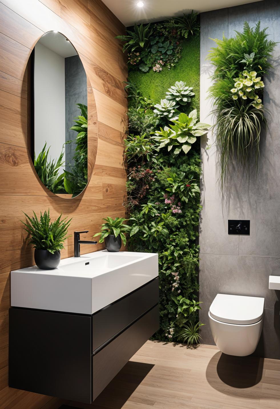 15 Genius half bathroom decor ideas 3 1. Lush vertical garden for half a bathroom-0