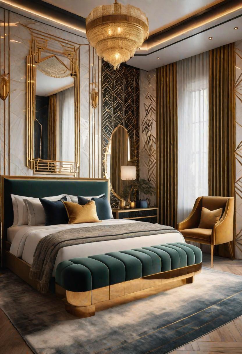 25 Eklektische Schlafzimmer Ideen für einen einzigartigen Raum 14 7. Luxe Art Deco Schlafzimmer Glam-0