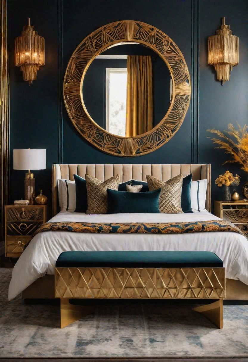 25 Eklektische Schlafzimmer Ideen für einen einzigartigen Raum 15 7. Luxe Art Deco Schlafzimmer Glam-1
