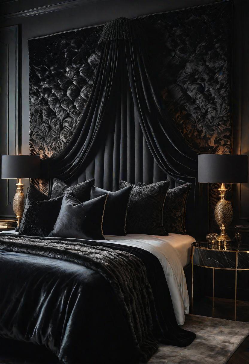 18 brave black bedroom ideas: hug elegance 5 3. Luxe black bedroom texture-0