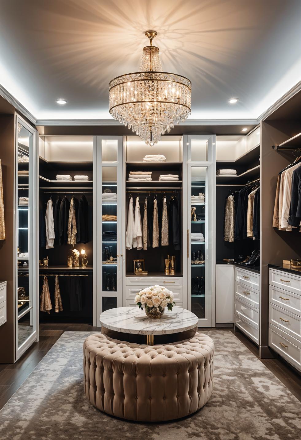 48 Super Cute Dream Room Inspirations for Ultimate Coziness! 38 27. Luxe Closet: Chandelier & Mirrors-0