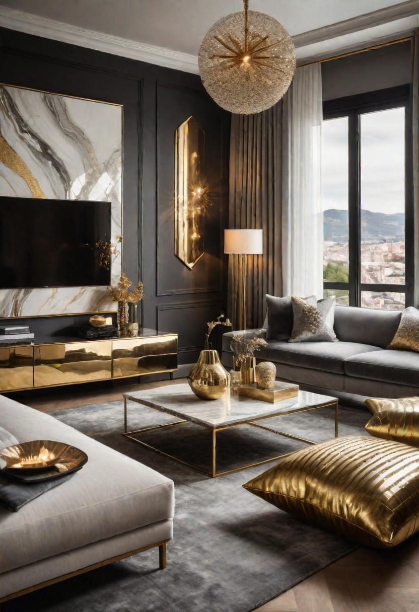 43 Modern Living Room Inspirations: Chic, Spacious, and Vibrant 24 22. Luxe Metallic Accents for Glamour-0