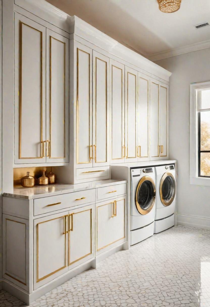 20 innovative laundry room ideas: stylish storage solutions 24 17. Luxe White & Gold Cabinets-0