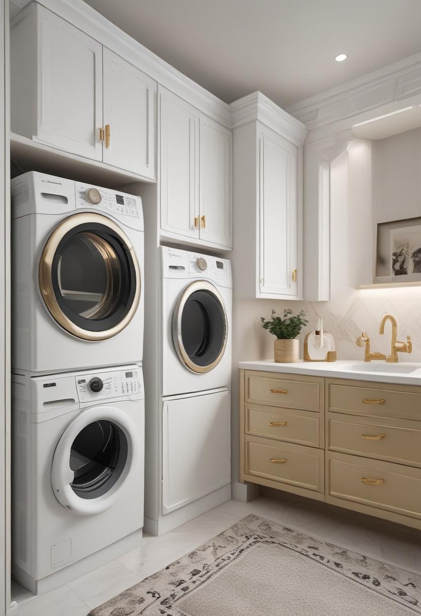 20 innovative wash cabin ideas: stylish storage solutions 26 17. Luxe White & Gold Cabinets-2