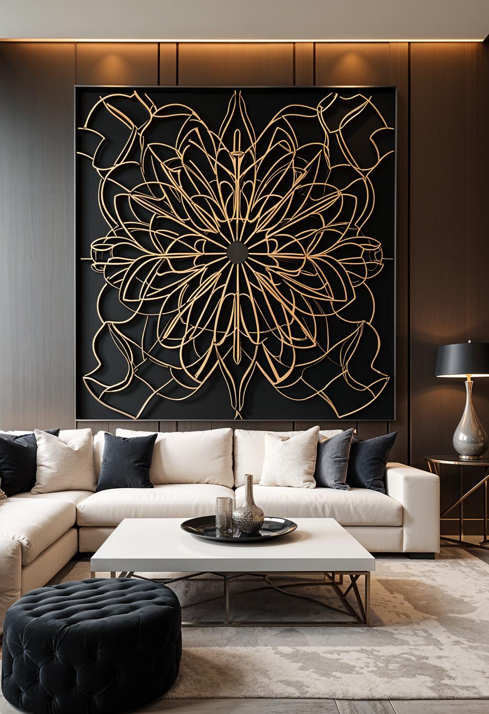 20 breathtaking living room wall decor ideas 25 7. Luxurious Black & Gold Decor-1