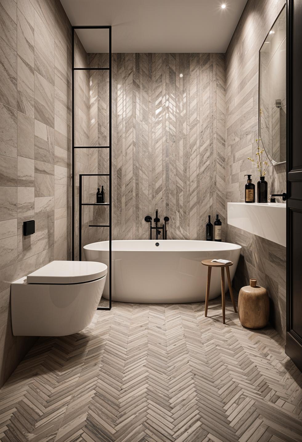 19 Genius Small Bathroom Ideas: Space Saving Hacks 28 16. Luxurious fishing bone flow layout-1