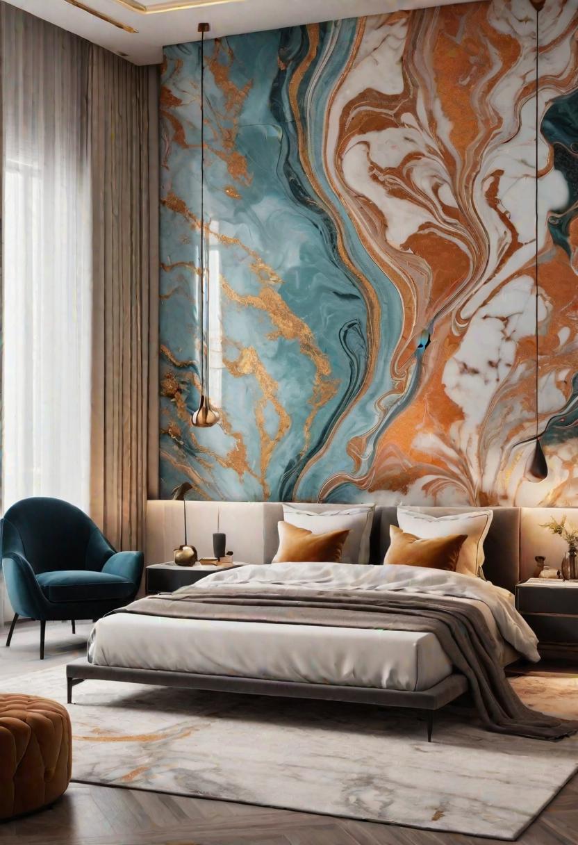 35 Stunning Bedroom Accent Walls for a Cozy Makeover 69 35. Luxurious Marbled Wall Painting-0
