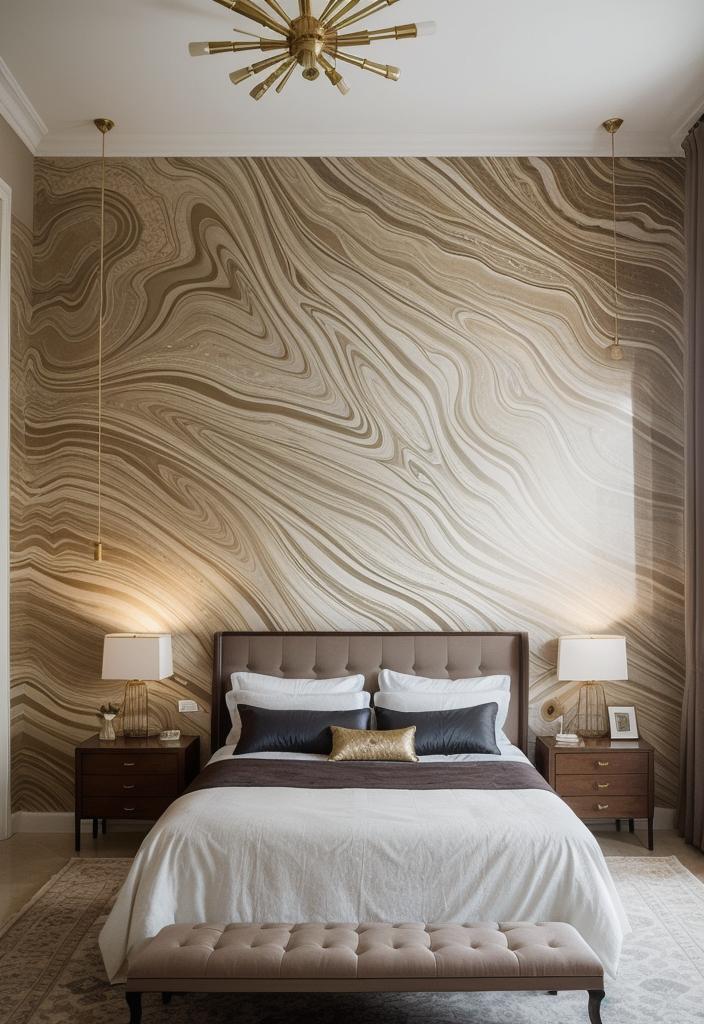 35 Stunning Bedroom Accent Walls for a Cozy Makeover 71 35. Luxurious Marbled Wall Painting-2