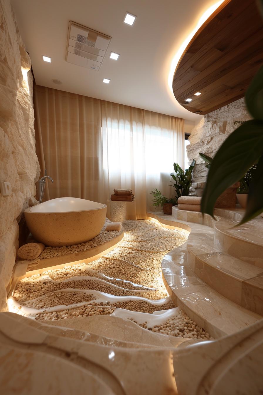 19 breathtaking modern bathroom designs for your home 9 5. Luxurious sunken bathtubs with pebbles-1