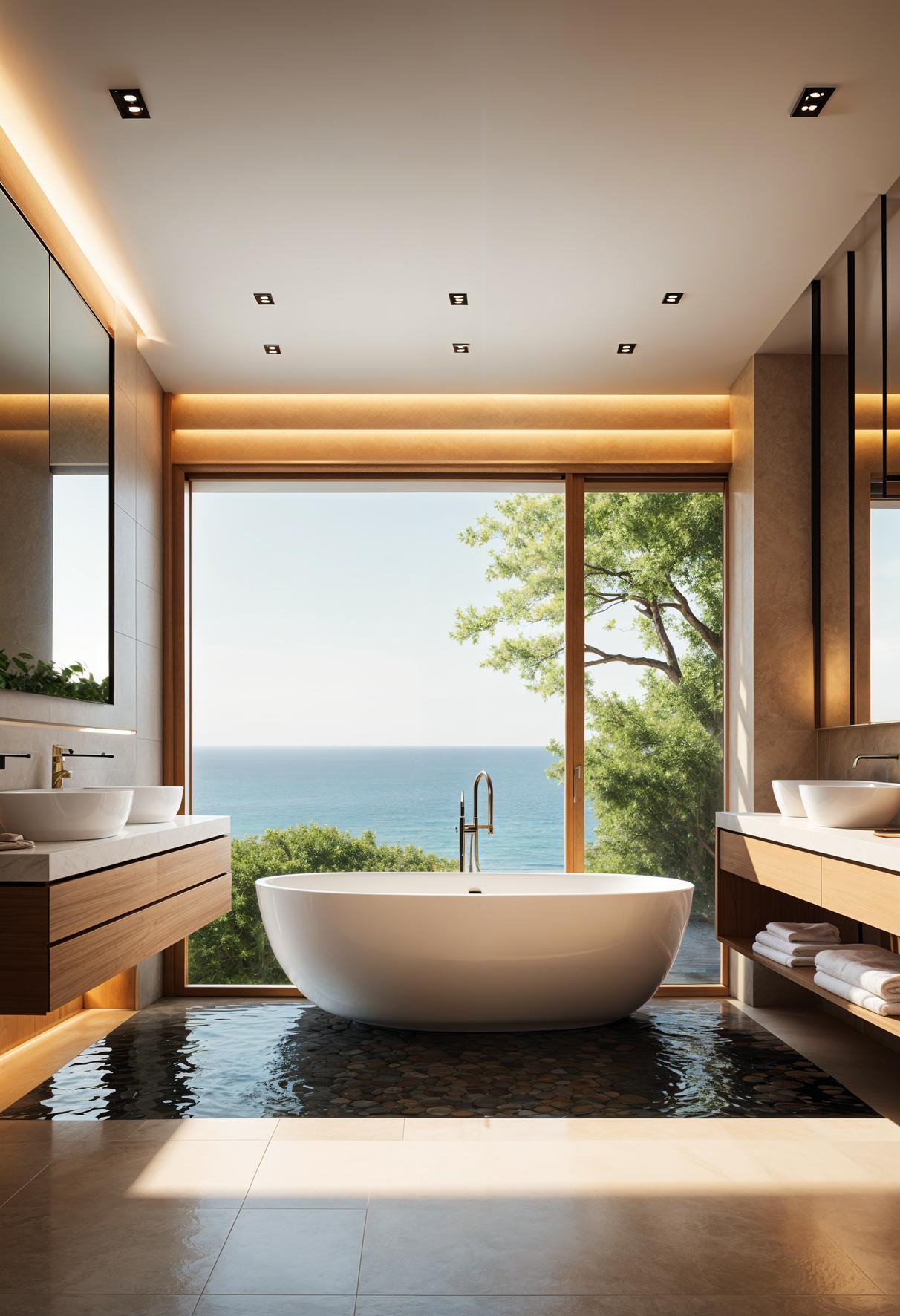 19 breathtaking modern bathroom designs for your home 10 5. Luxurious sunken bathtubs with pebbles-2