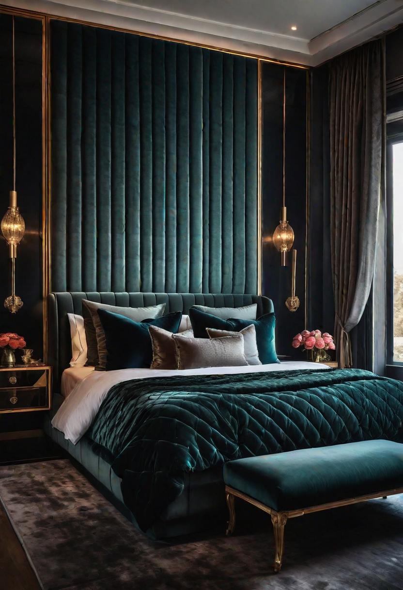 35 Stunning Bedroom Accent Walls for a Cozy Makeover 33 15. Luxurious Velvet Wall Panels-1
