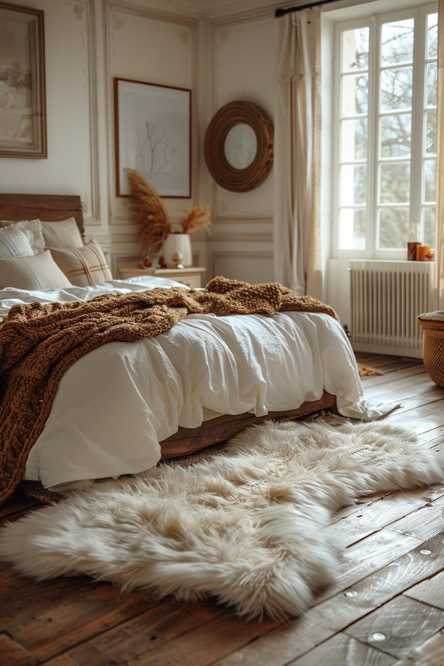 18 Genius Home Bedroom Smoothing Ideas on a Budget 27 11. Luxury touch: artificial fur carpet-1