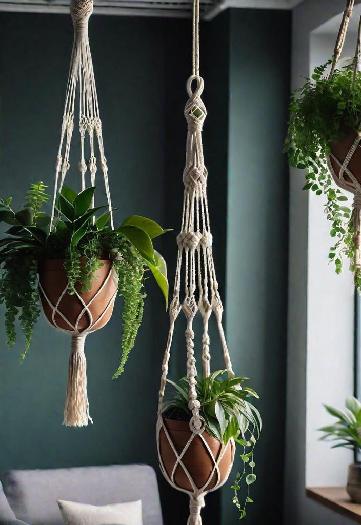 21 Inspirational Boho Living Room Ideas For 2024 6 3. Macramé plants: Boho Chic-0