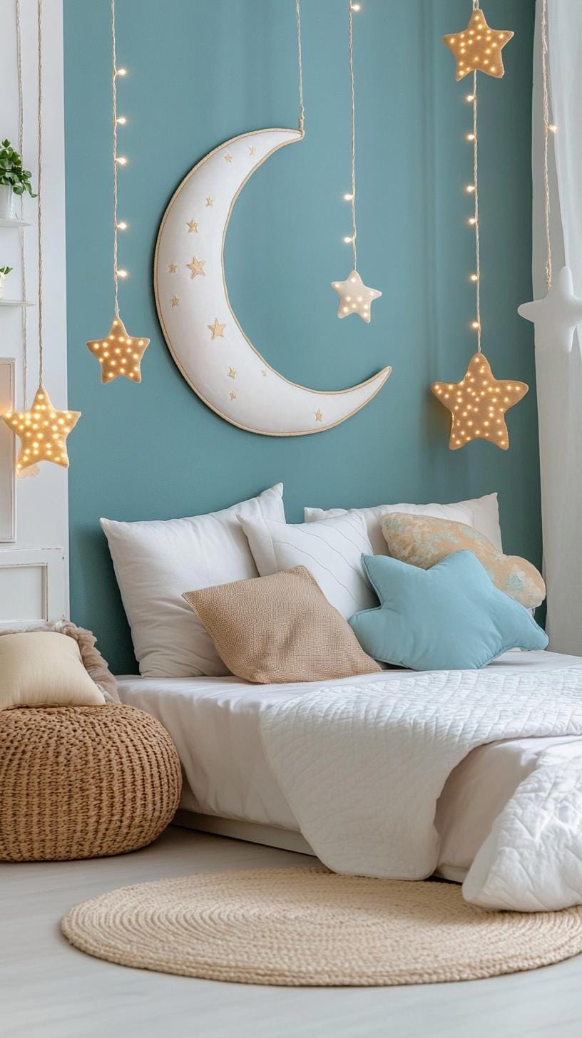 21 new bedroom ideas for your 2025 Refresh 46 16. Magic moon and star change with hanging lights-1