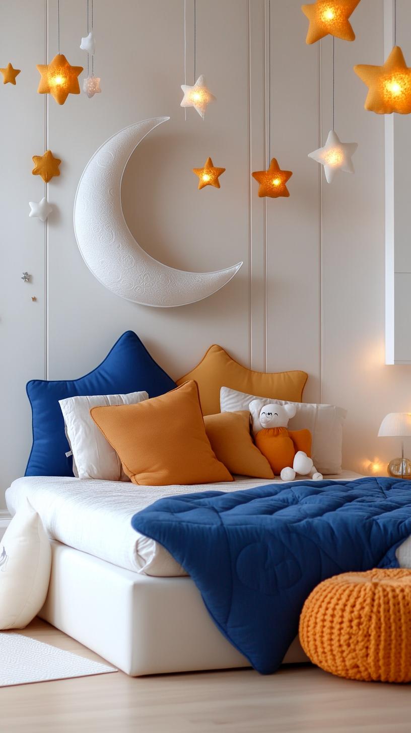 21 new bedroom ideas for your 2025 Refresh 47 16. Magic moon and star change with hanging lights-2