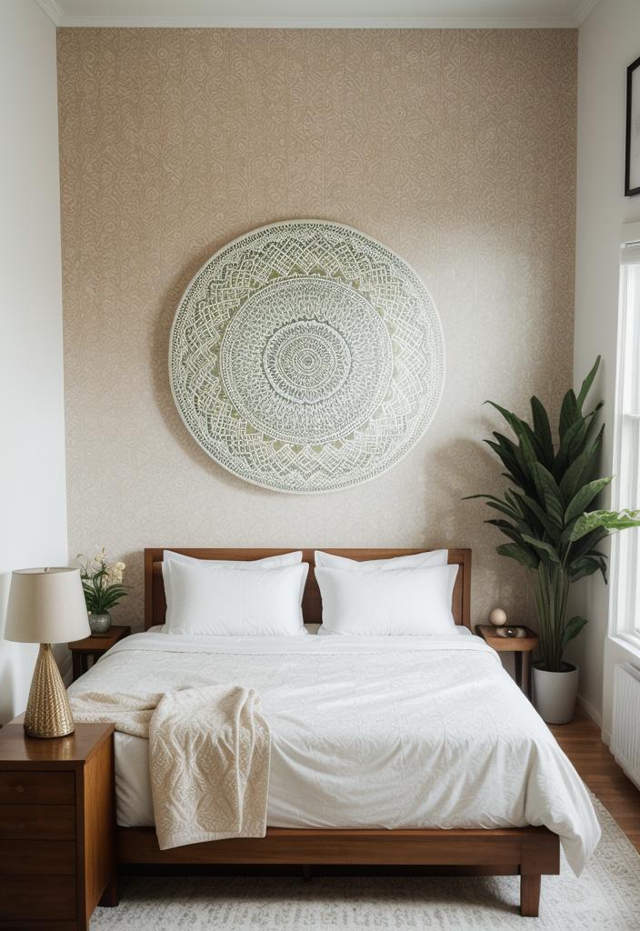 35 Stunning Bedroom Accent Walls for a Cozy Makeover 31 14. Mandala Accent Wall Guide-1