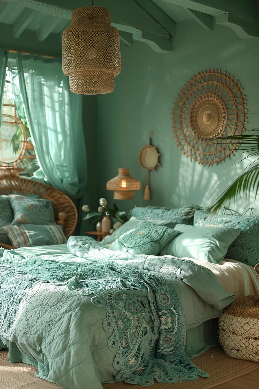 23 Trendy Boho Coastal Bedroom Ideas that you will love 60 22. Mandala murals for boho bedroom-1