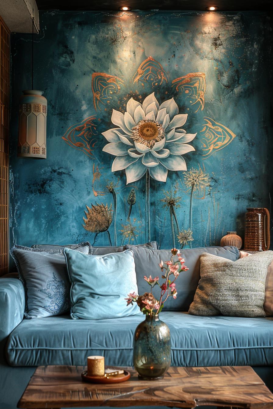 23 Trendy Boho Coastal Bedroom Ideas that you will love 61 22. Mandala mural for boho bedroom-2