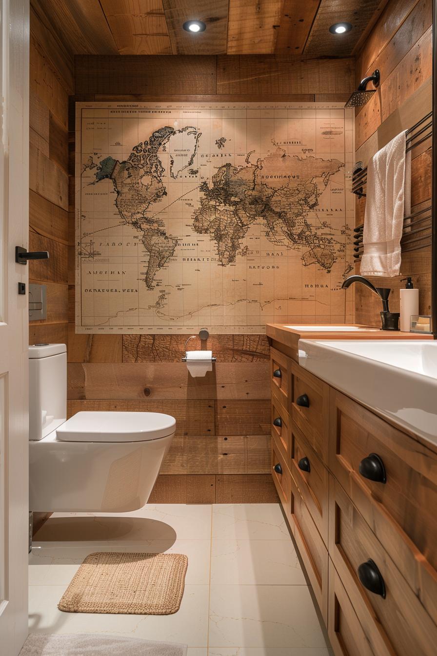 21 breathtaking bathroom wall decoration ideas to inspire you 9 5. Map-inspired wall decoration ideas-0