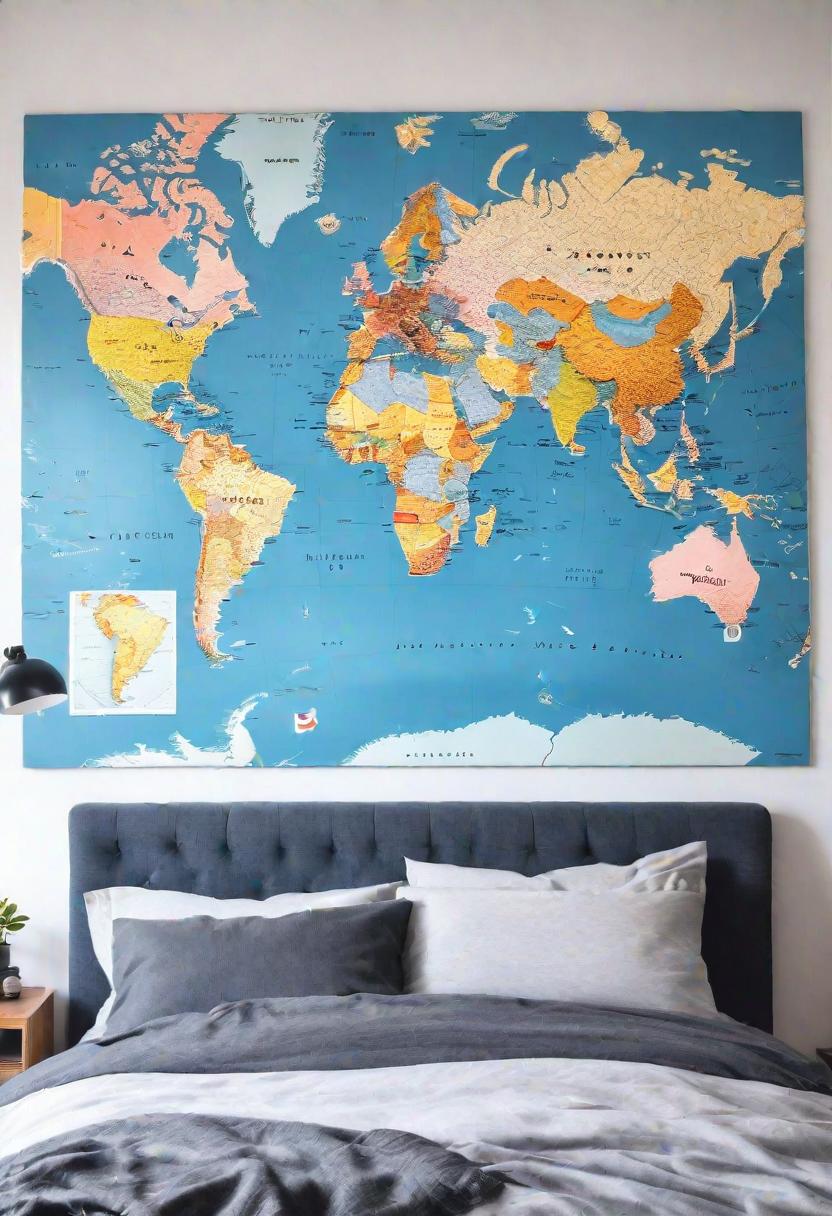 61 Inspiring Bedroom Wall Decor Ideas: Transform Your Space into a Dreamy Retreat 8 6. Map Pinboard Ideas-0