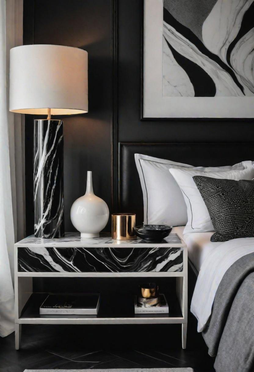 45 Black and White Bedroom Ideas for Timeless Elegance 33 31. Marbled Bedroom Accessories-0