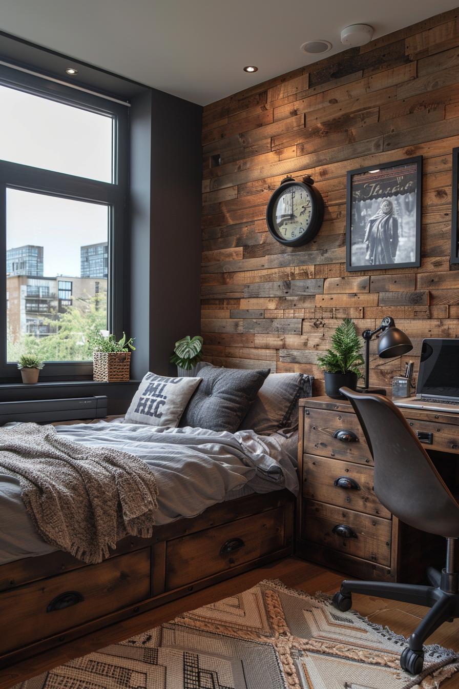 19 ideas for creative dormitory room for boys 17 7. Masculine Industrial Desk Inspiration-0