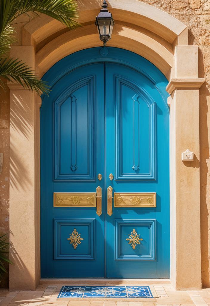 29 Stunning Wooden Door Designs for Main Entrances 37 17. Mediterranean Blue Door Inspiration-0