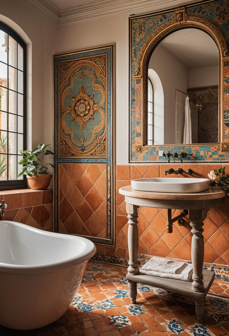 29 Breathtaking Bathroom Decor Ideas to Revamp Your Space 40 16. Mediterranean-Inspired Bathroom Decor-1