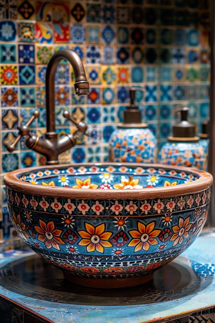 15 beautiful bathroom designs to improve your space 17 7. Mediterranean mosaic guidance inspiration-0