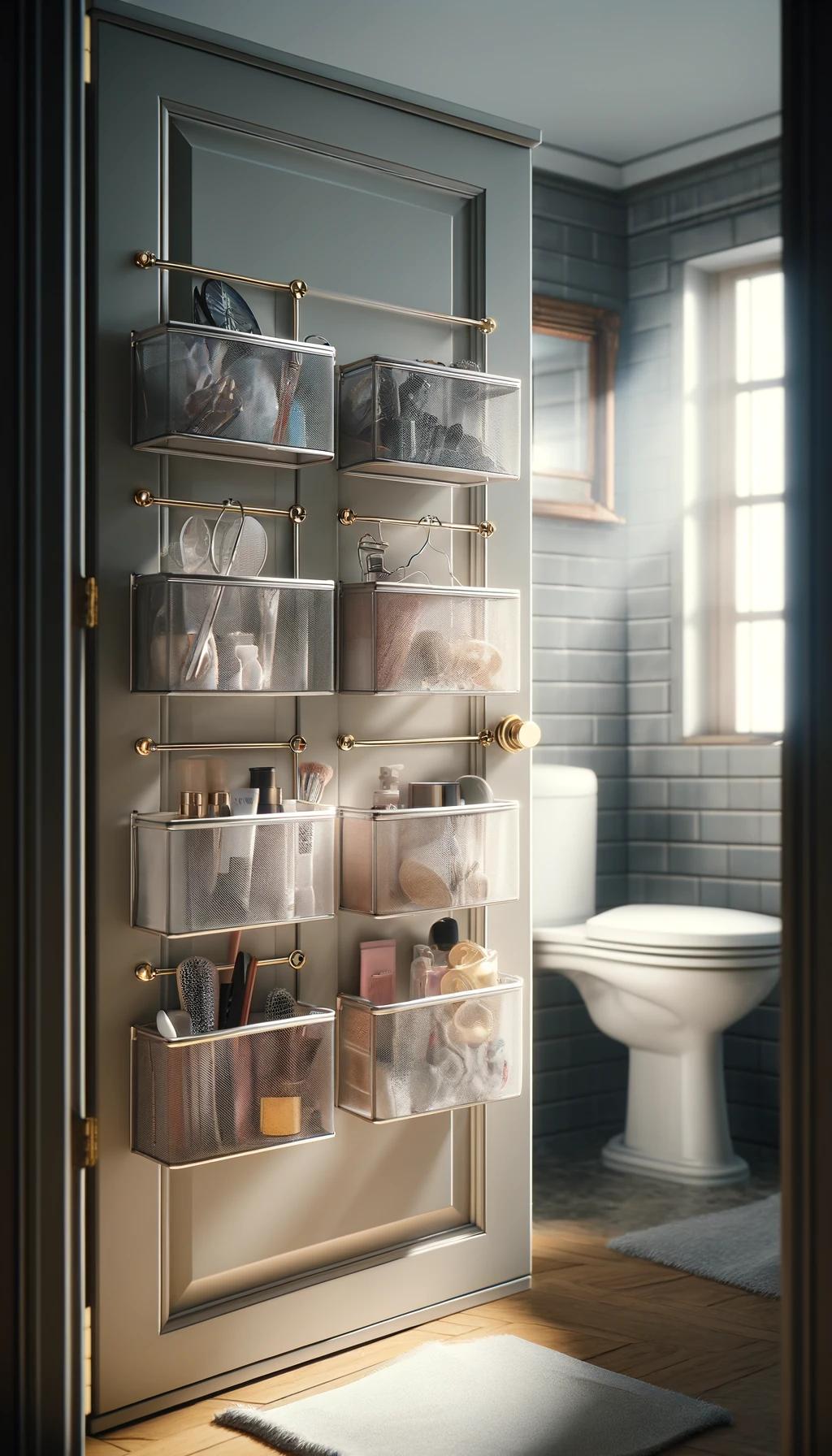 15 genius small bathroom solutions that you have to see! 24 14. Mesh Door organizers for bathroom-0