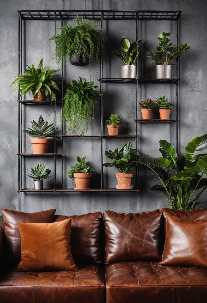 29 Kreativ über den Couch Decor -Ideen, um Ihr Wohnzimmer zu verwandeln 6 4. Metallwandnetz hängende Pflanzen-0