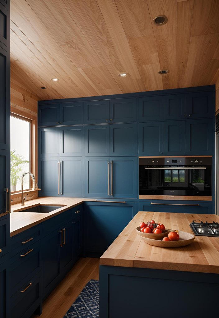 39 Trendy Blue Kitchen Cabinet Ideas: with Cool, Sophisticated Vibes 6 4. Midnight Blue Kitchen Cabinets-0