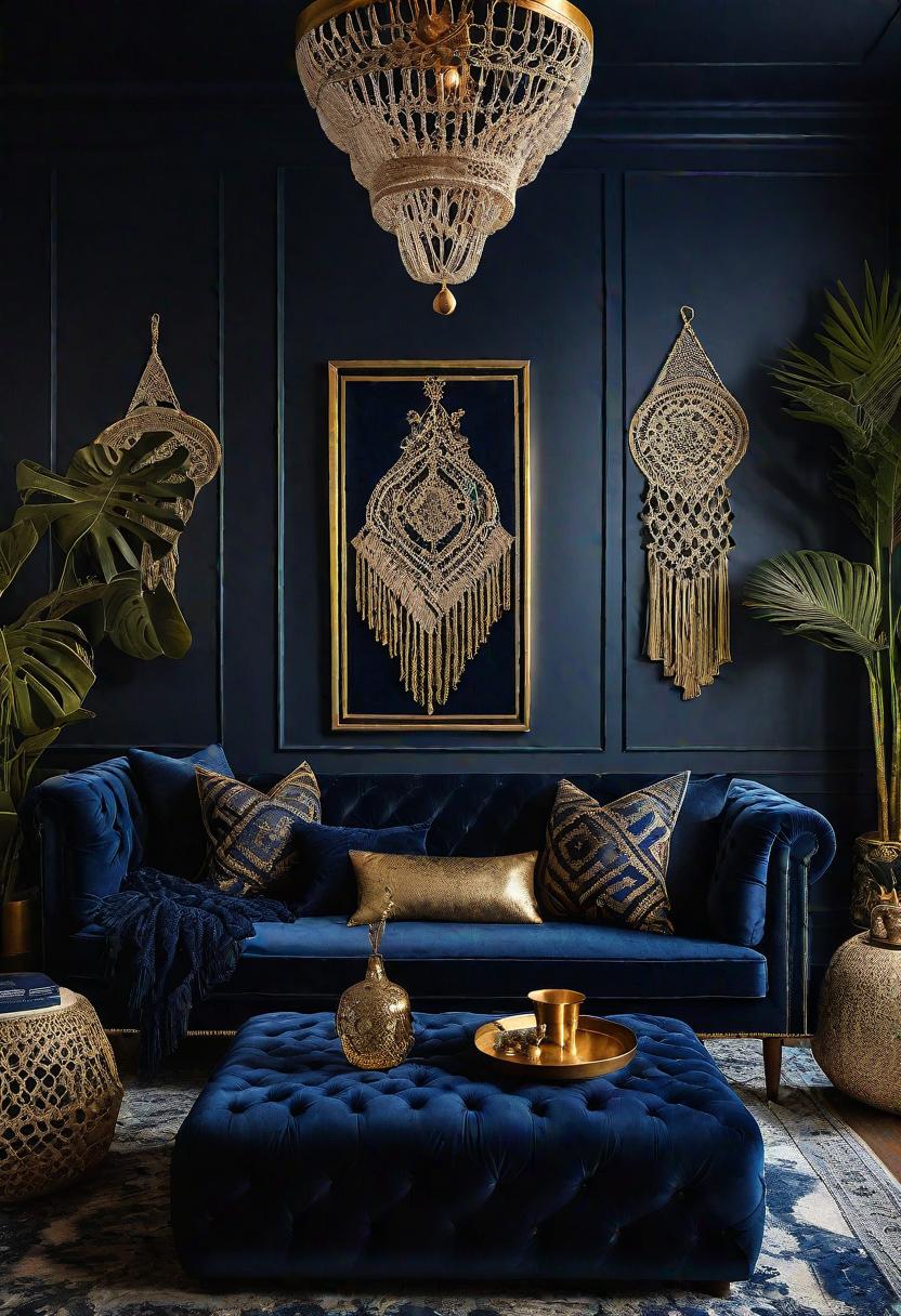 35 Gorgeous Dark Boho Living Room Inspirations 36 21. Midnight Boho Elegance Interior Trend-1