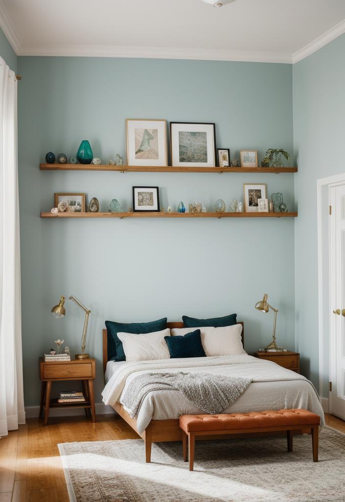 36 Earthy Bedroom Ideas for a Serene Space 58 32. Mineral Display Shelves-1
