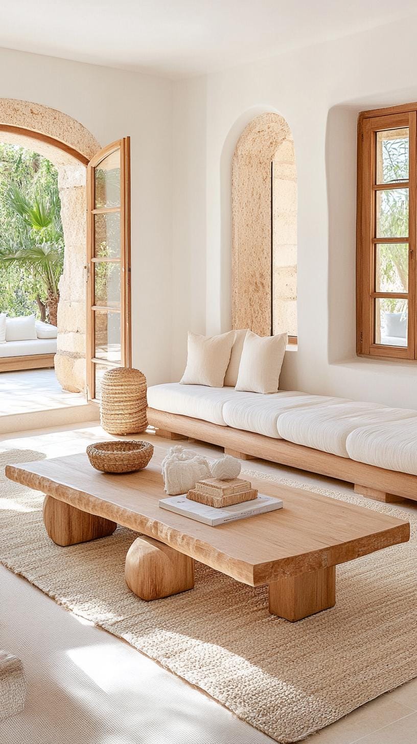 15 new Japandi living room ideas that you will love 4 1. Minimalist seat arrangement with neutral tinted Tatami Mats-1