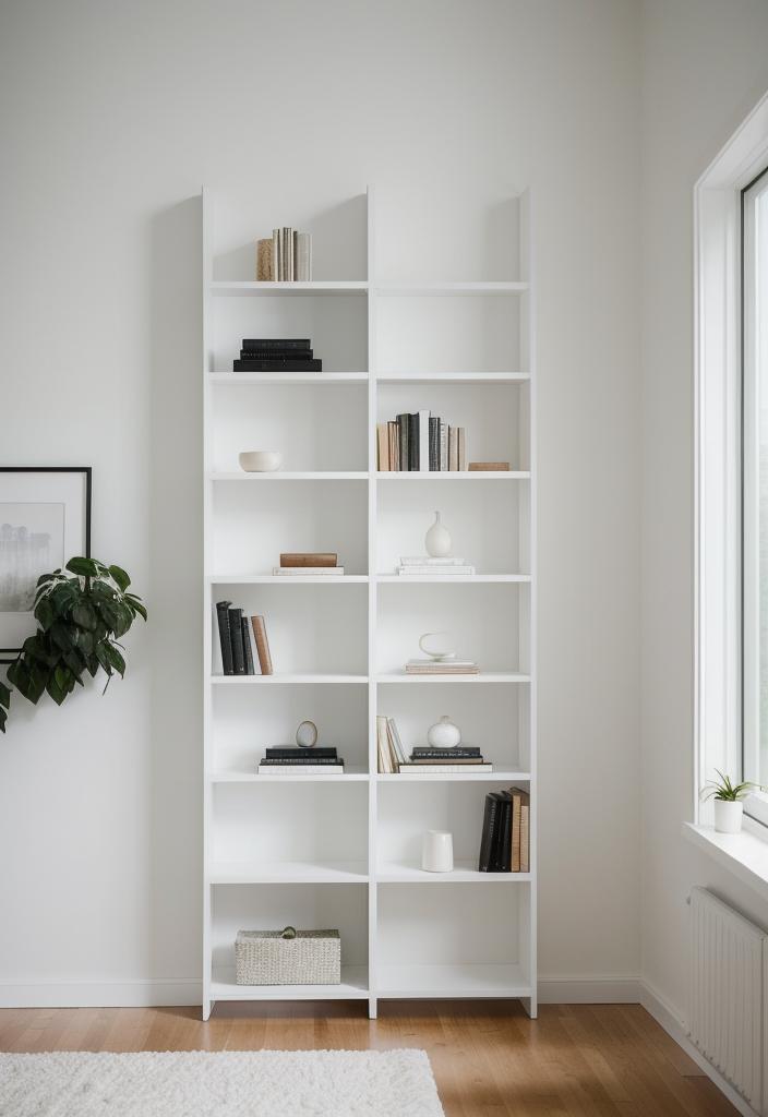 21 elegant built -in shelves for the living room 3 1. Minimalist space-high white shelf-0