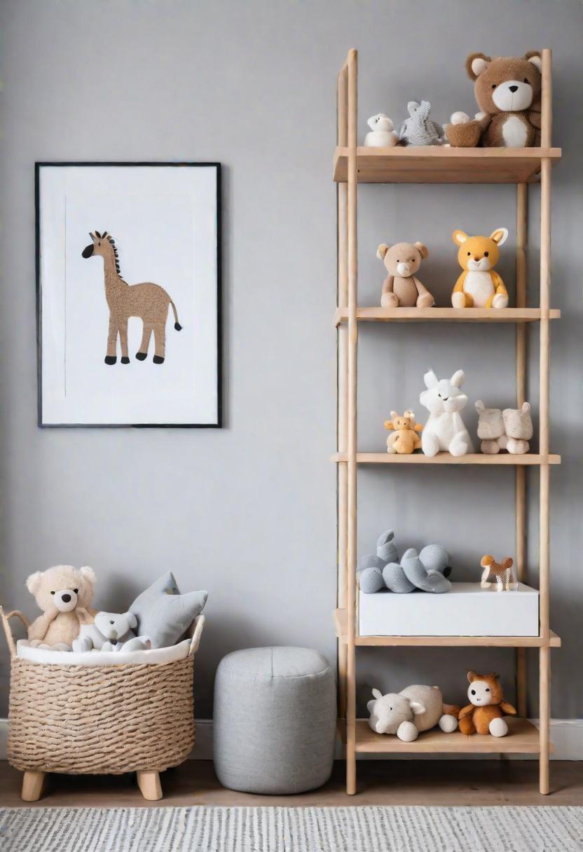 37 Sleek Minimalist Nursery Ideas: Modern, Serene Designs 4 2. Minimalist Nursery Shelving with Toys-0
