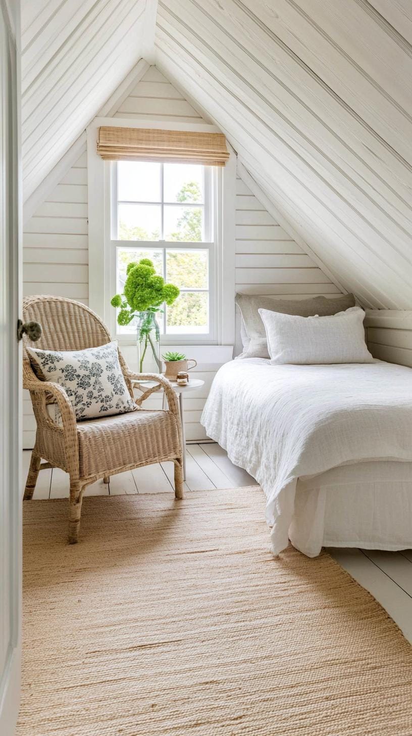20 super cozy small roof tree bedroom ideas to explore today 5 5 1. Minimalist Scandinavian withdrawal with white whipped ship walls and light pine floor-2