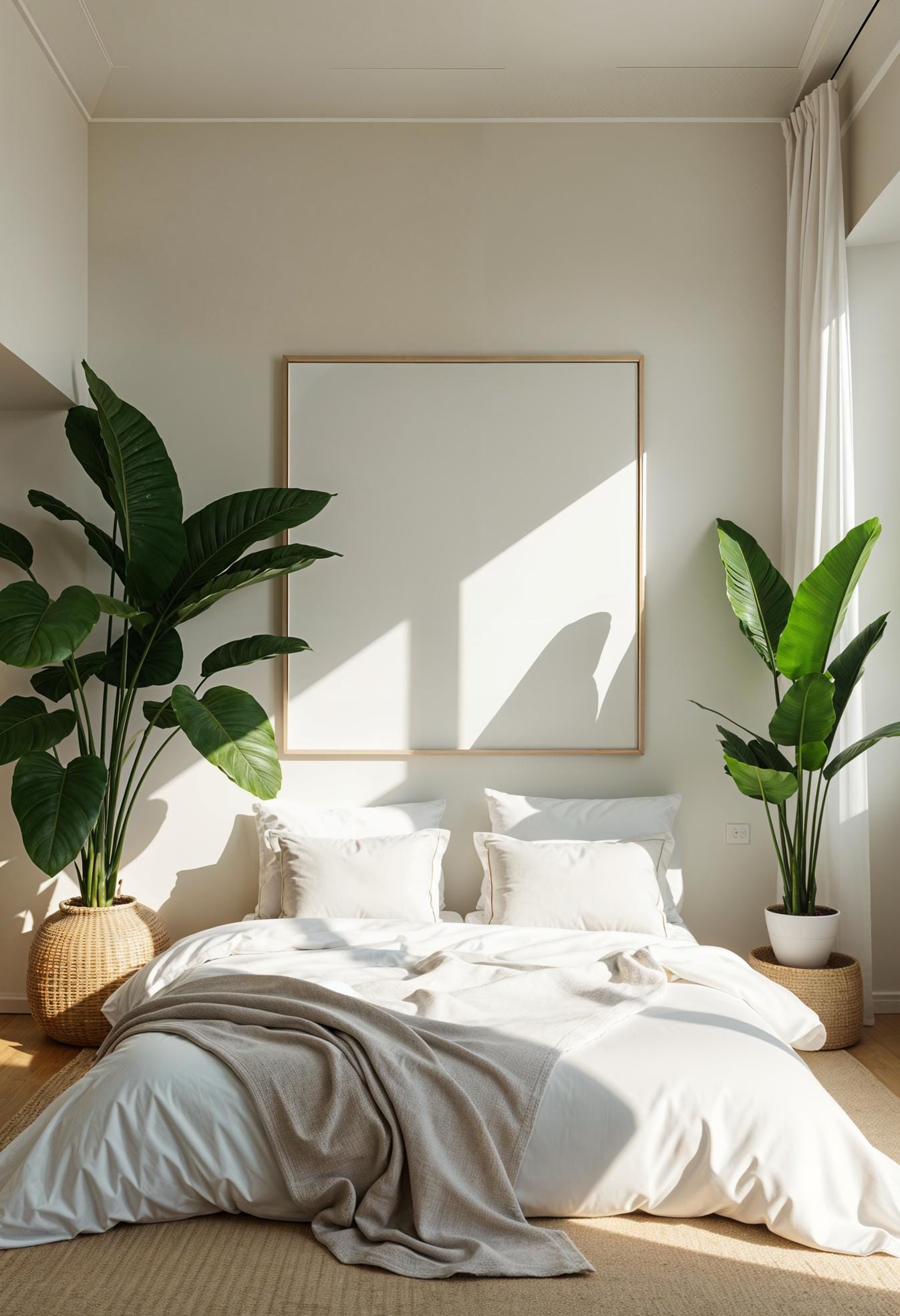 21 new bedroom ideas for your 2025 refreshment 14 4. Minimalist white decor with leaf green accents 1